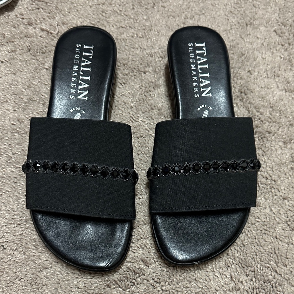 Italian Shoemakers Black Embellished Sandals Size 6